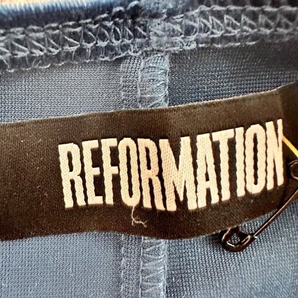 Reformation Velvet Avalon Bodysuit Womens XS Criss Cross Teal Blue - Picture 8 of 16